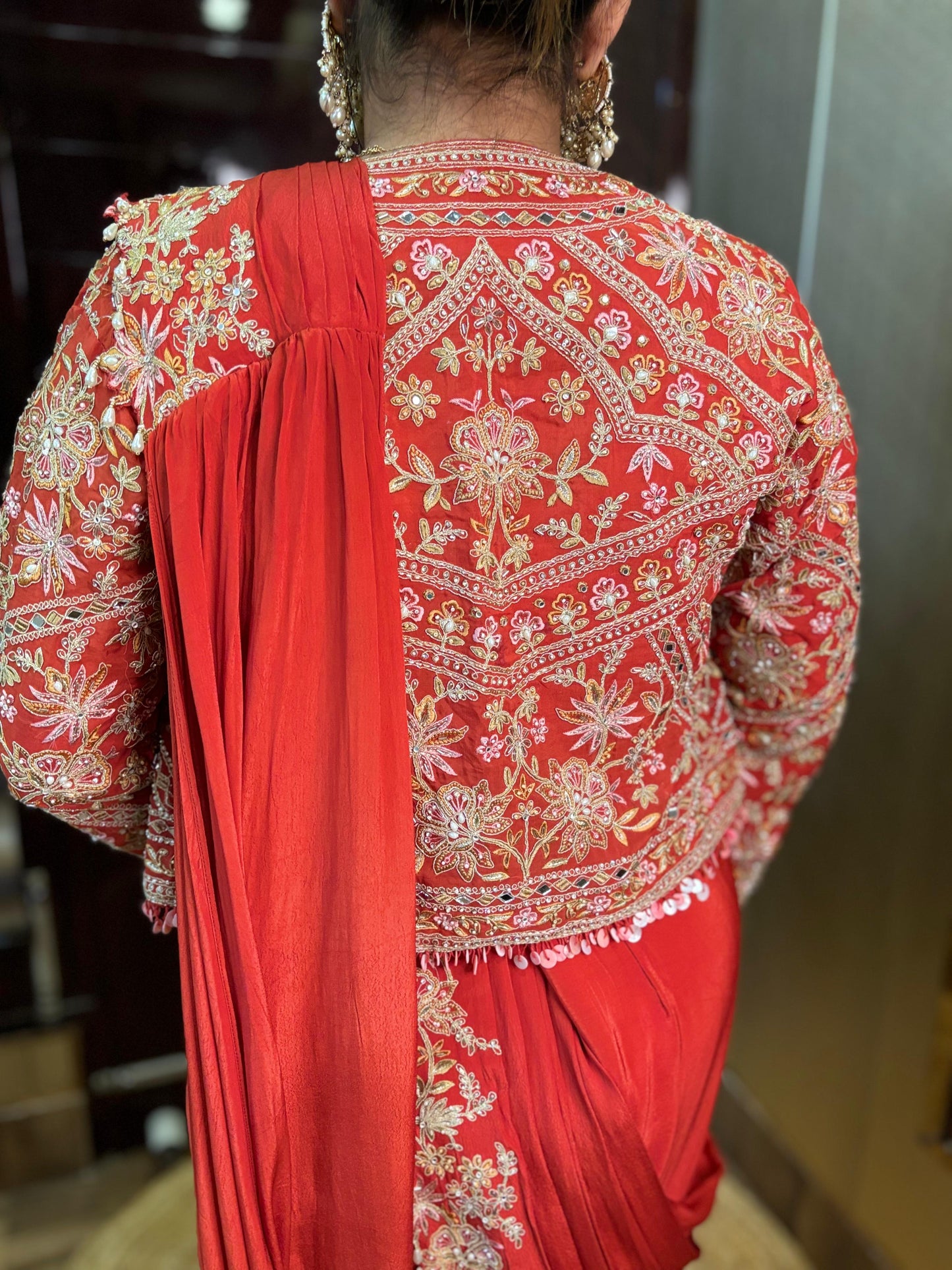 Heera Drape Rust Orange Set