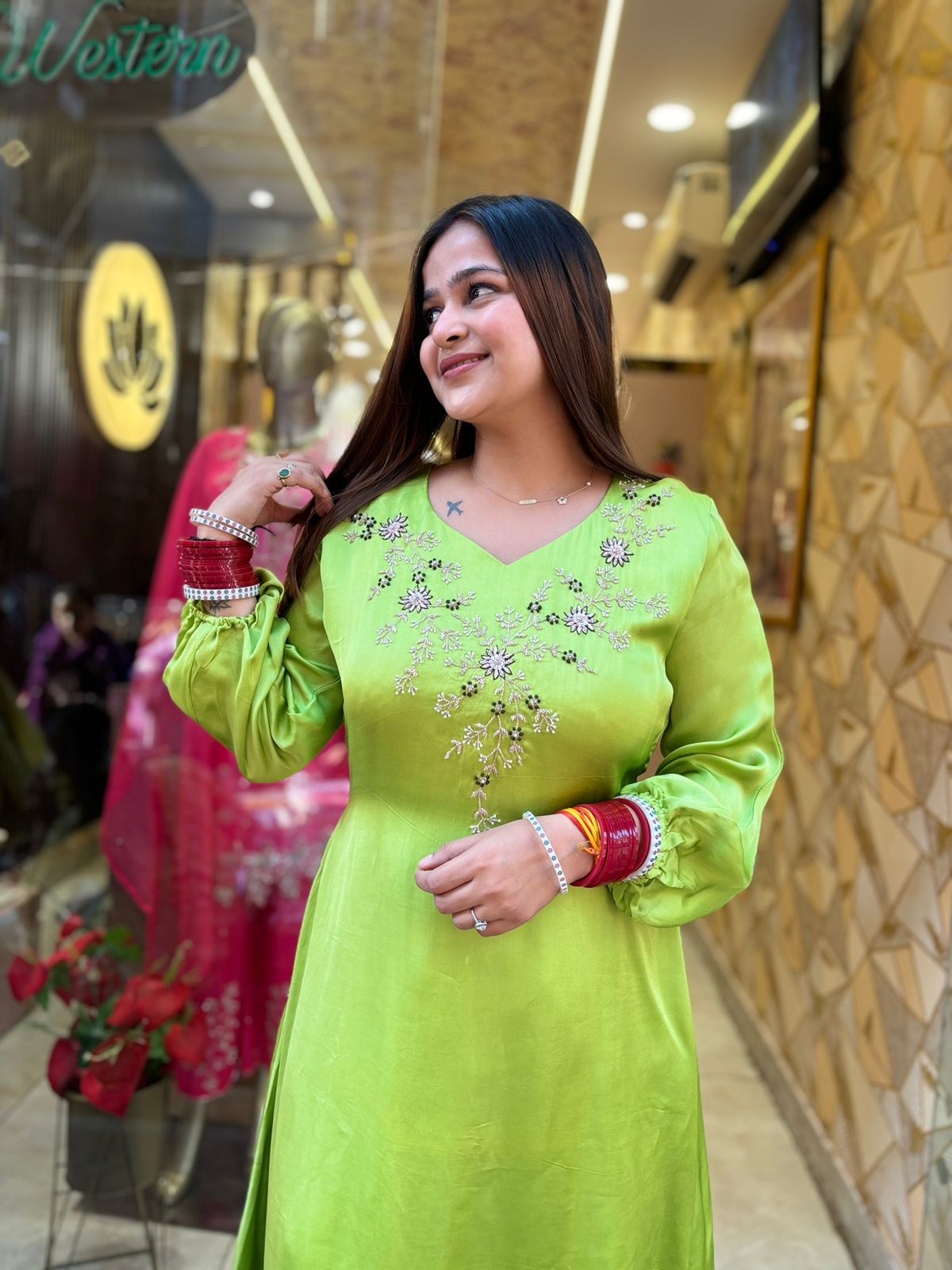 Neon Green Dhoti set