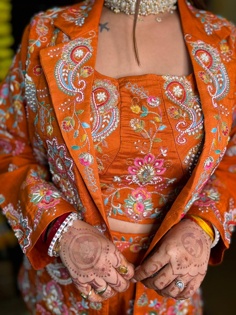 Orange Pia Jacket Set