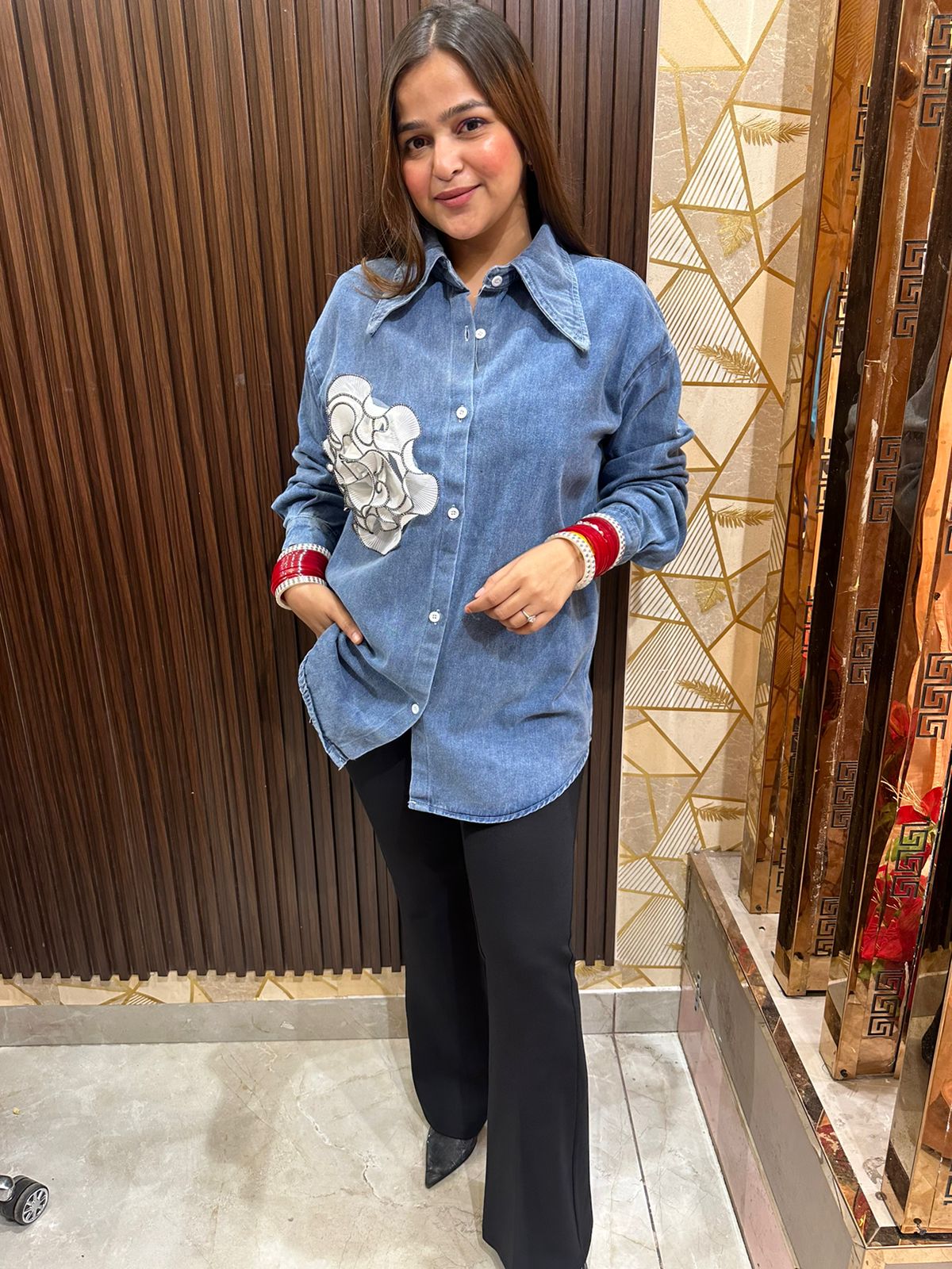 Denim Flower Shirts