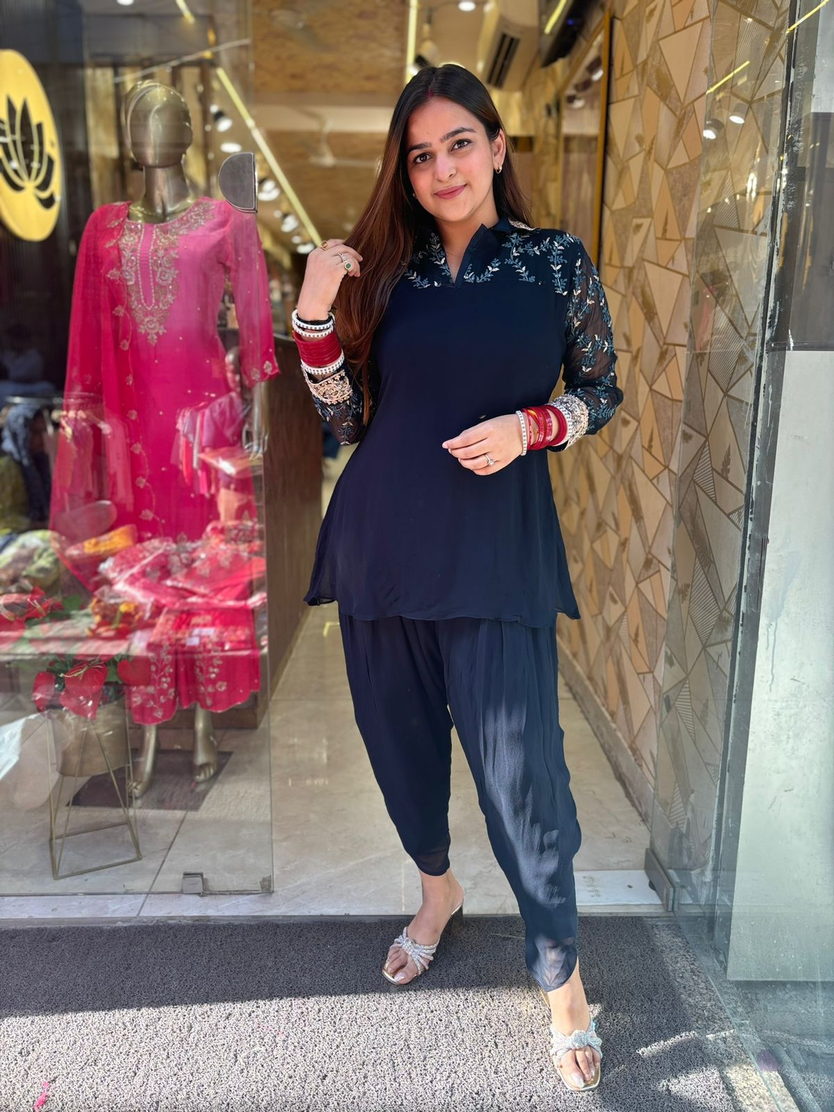 Black Megha Dhoti Set
