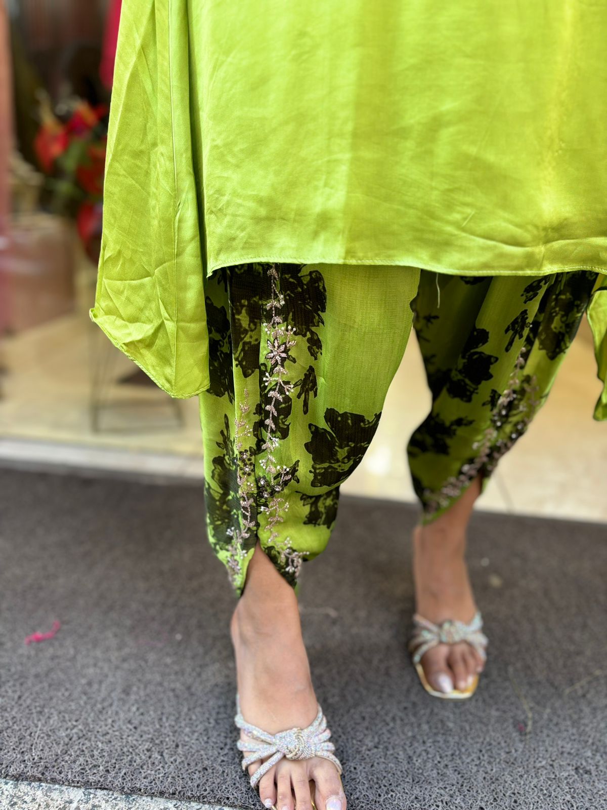 Neon Green Dhoti set