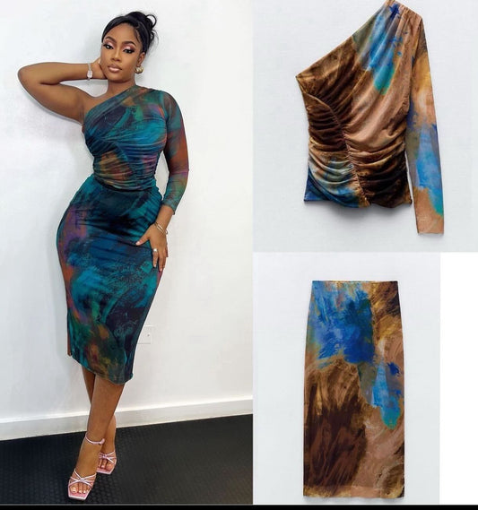 ZA printed designer skirt set