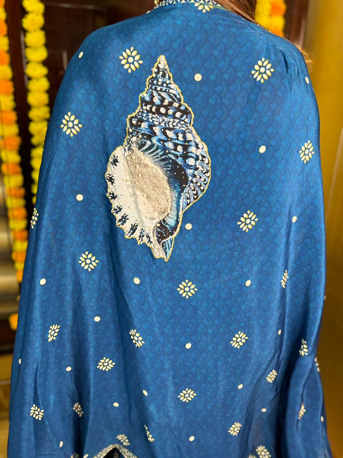 Blue Crepe Jacket Luxe Style.