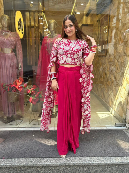 Meera Red 2 pc skirt set