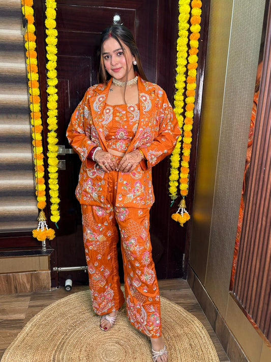 Orange Pia Jacket Set