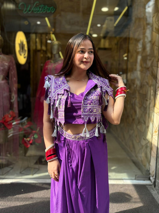 Purple Jacket Skirt Style Outfit