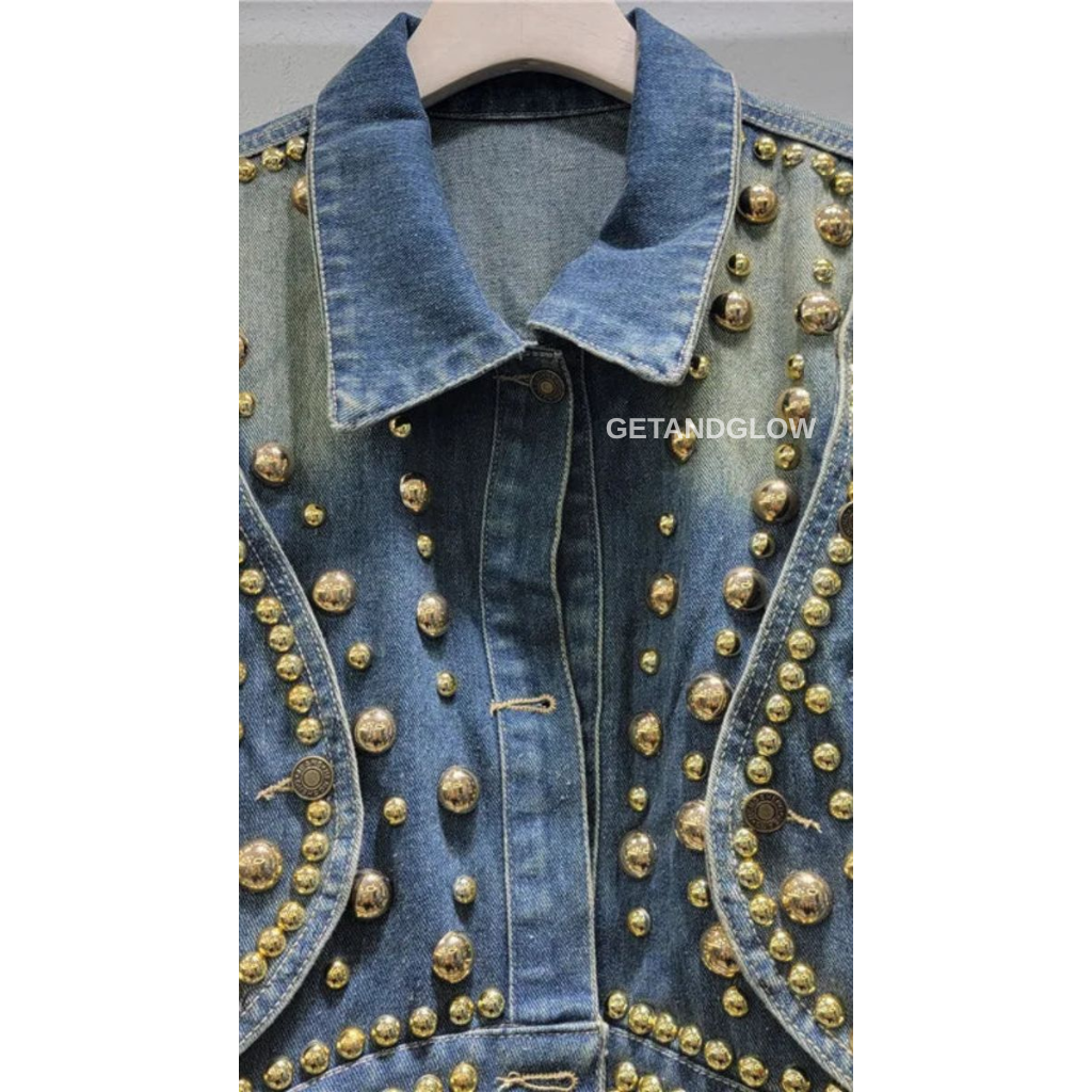 DENIM STUDDED JACKET