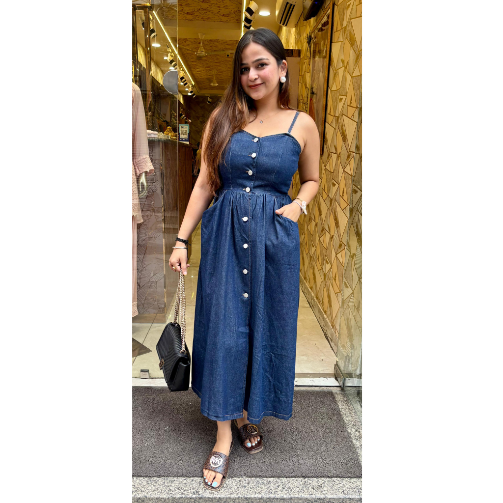 "DENIM STRAP DRESS"