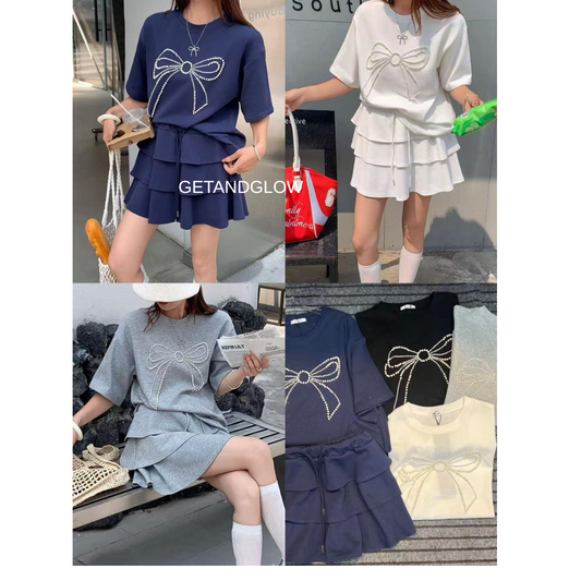 BOW SKIRT-SET (WITH SHORTS ATTACHED)