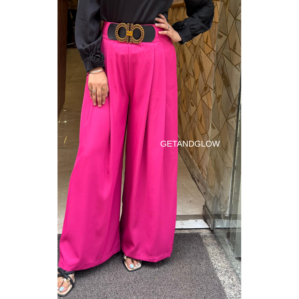"CHIC" PINK PANTS WITH BELT ATTACHED