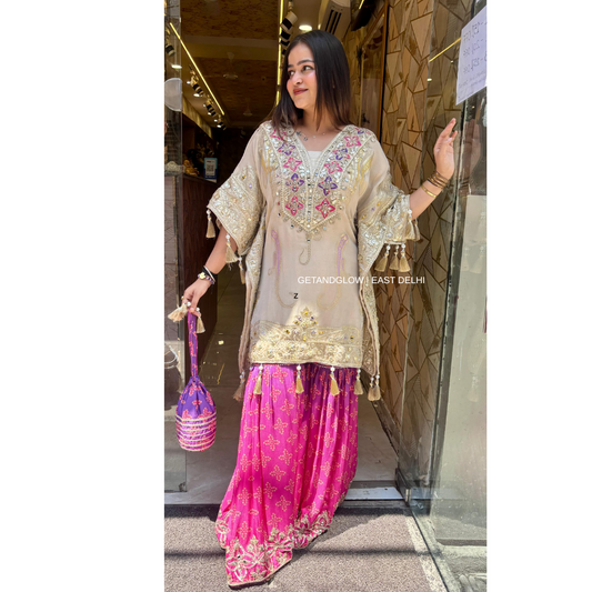 "SHIVI" SHORT KAFTAN WITH SHARARA