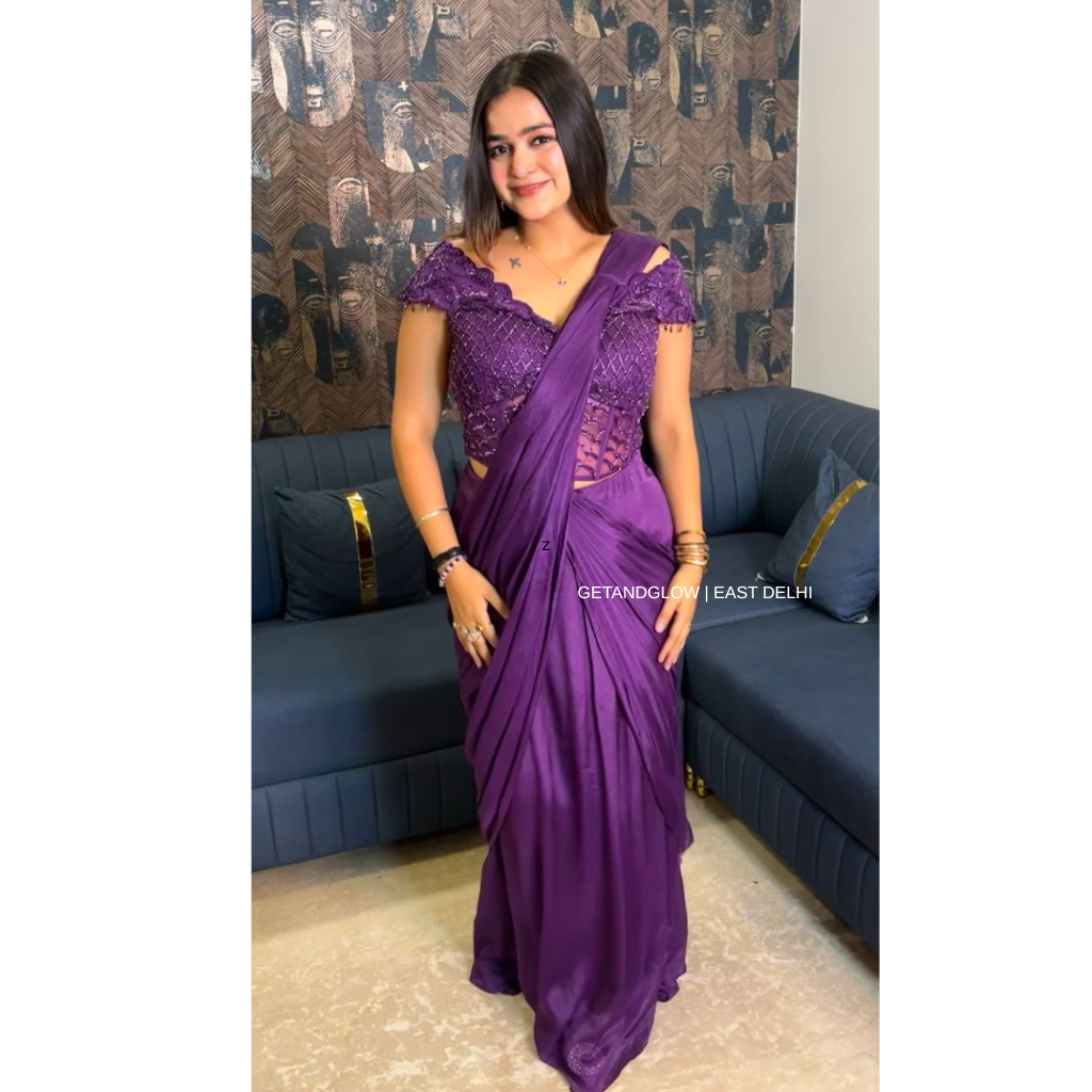 "Aashna" Purple Designer Drape