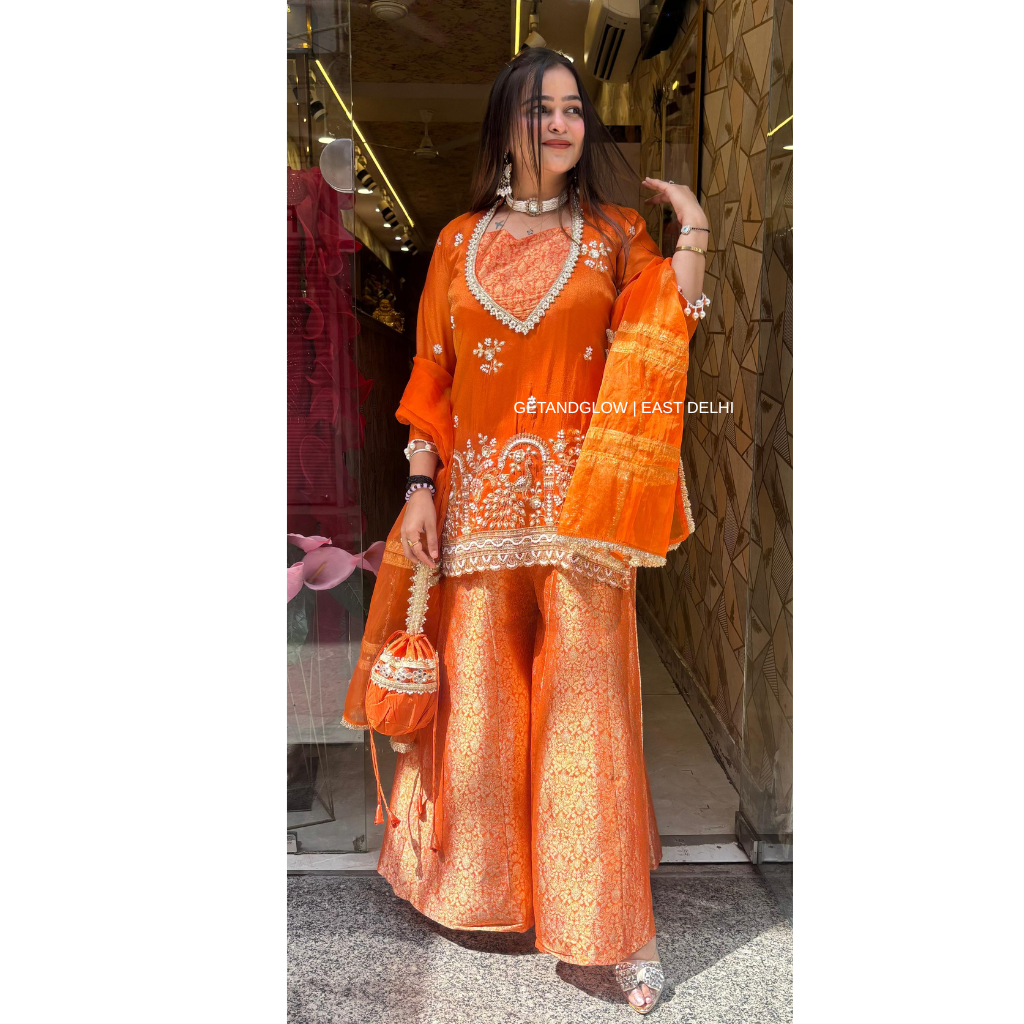 "NOOR" 4 PIECE DESIGNER SUIT WITH POTLI