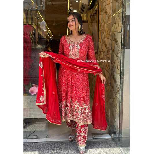 BANDEJ- SHORT ANARKALI GOTTA PATTI LUXE DESIGNER SUIT