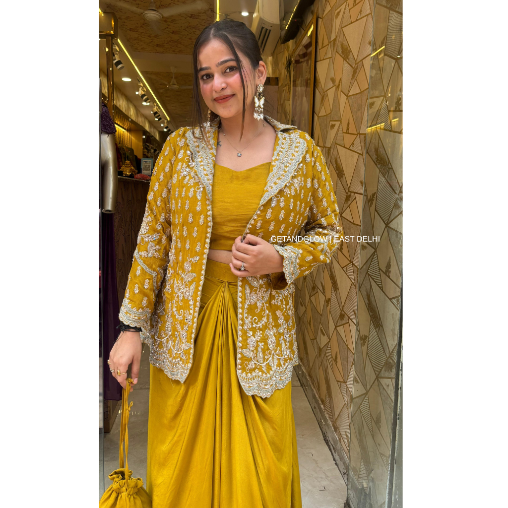 "KAREENA" - 4 PIECE MUSTARD DESIGNER CLOTHES