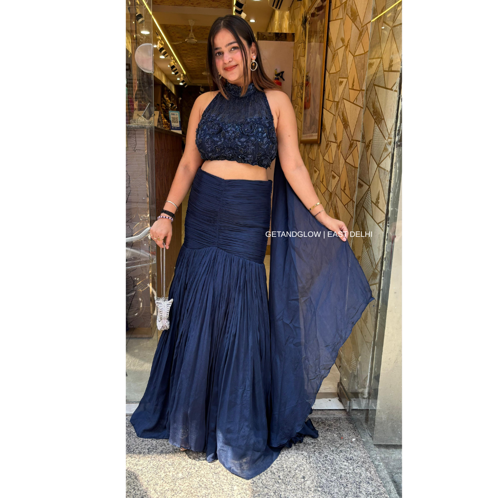 "ANANYA" BLUE FISHCUT DESIGNER DRAPE