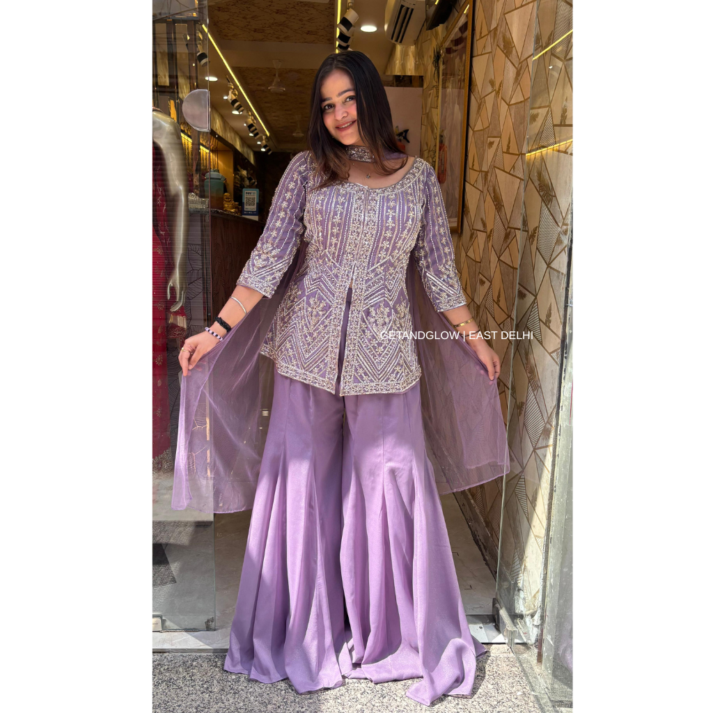 "SHREYA" SHARARA SUIT - LILAC