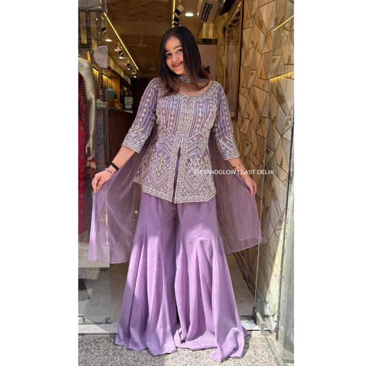 "SHREYA" SHARARA SUIT - LILAC