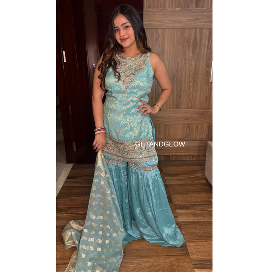 "BEBO" BLUE SHARARA SET