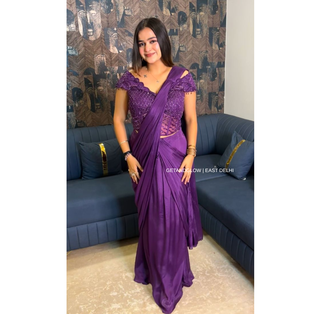 "Aashna" Purple Designer Drape