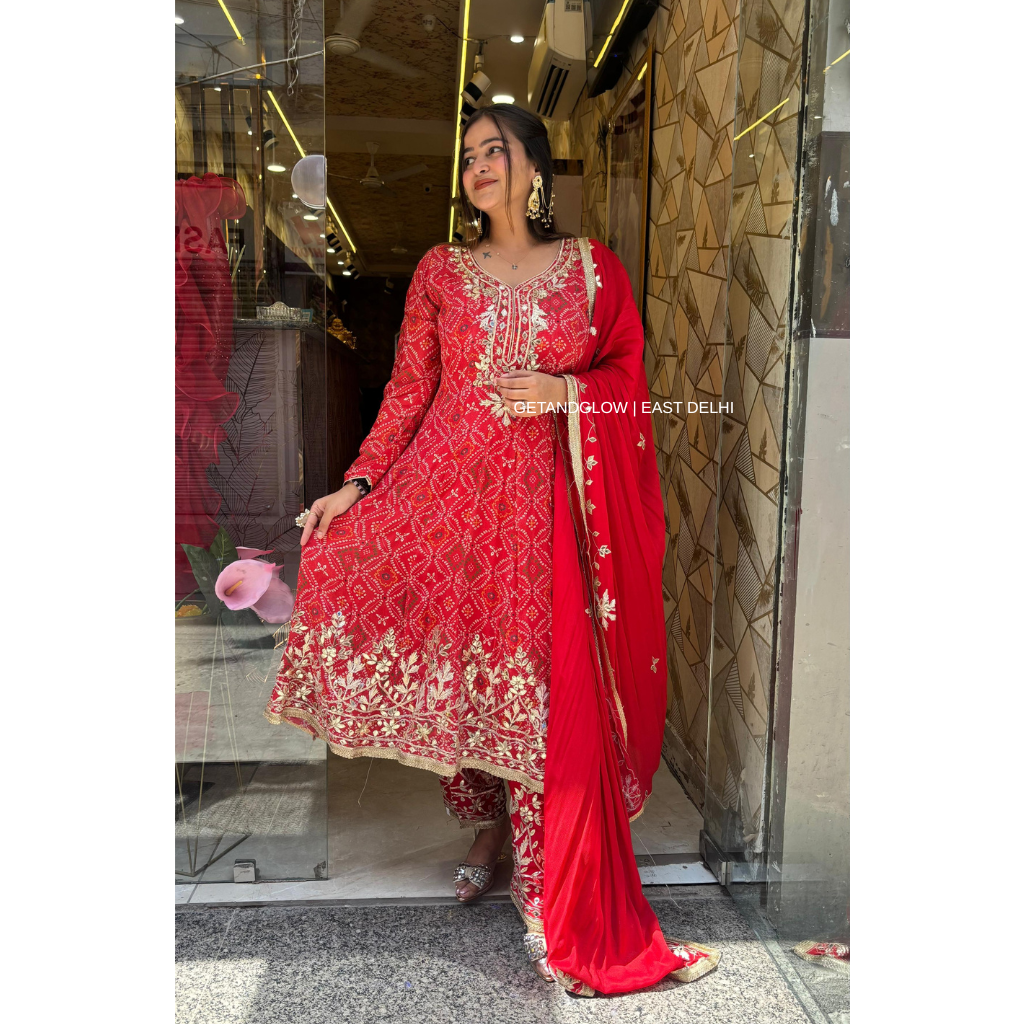 BANDEJ- SHORT ANARKALI GOTTA PATTI LUXE DESIGNER SUIT