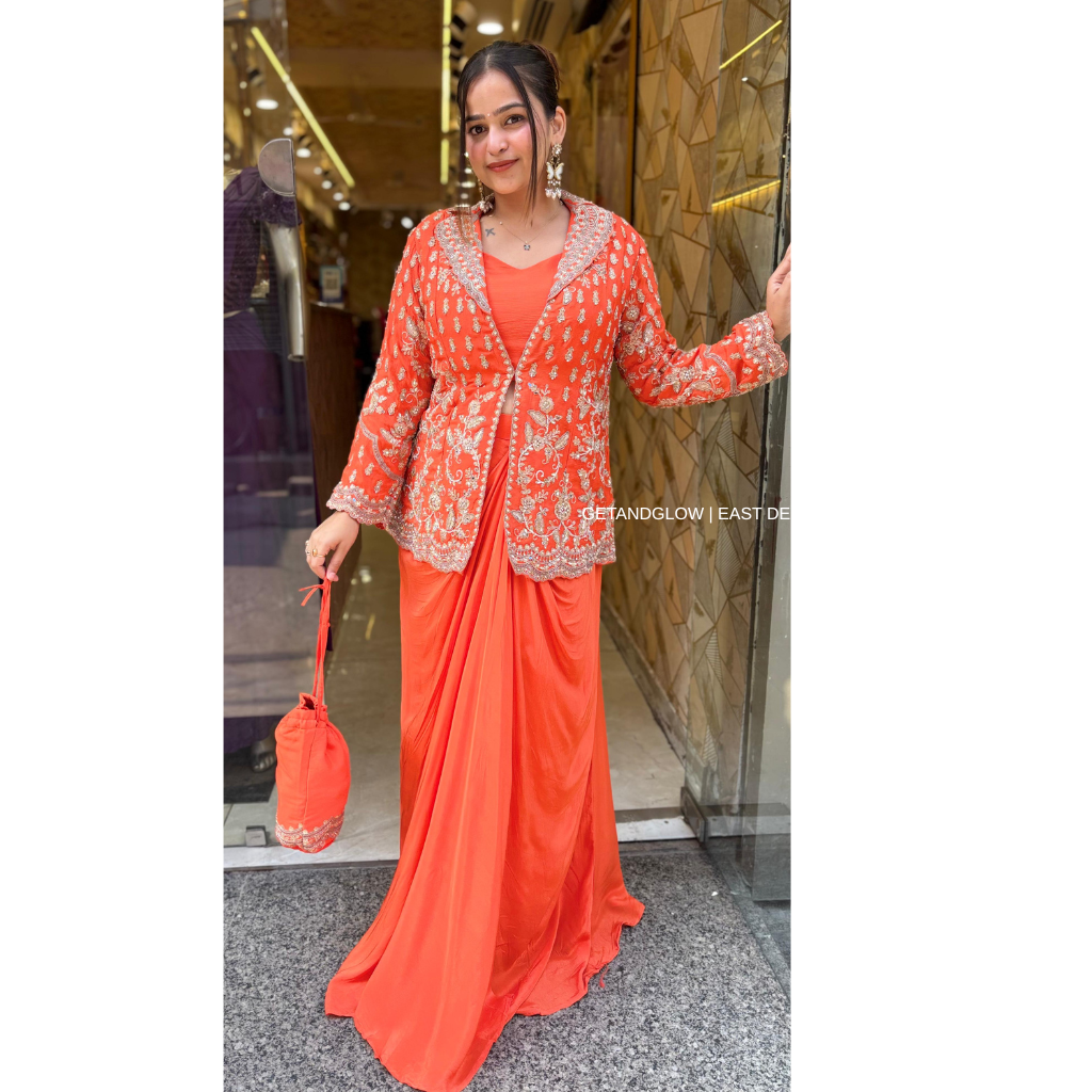 "KAREENA" - 4 PIECE ORANGE DESIGNER CLOTHES