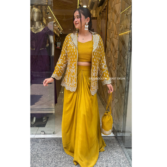 "KAREENA" - 4 PIECE MUSTARD DESIGNER CLOTHES