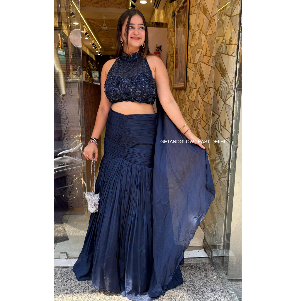 "ANANYA" BLUE FISHCUT DESIGNER DRAPE