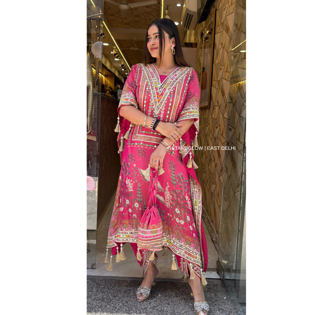 "AAVYA" KAFTAN SET WITH DHOTI & POTLI