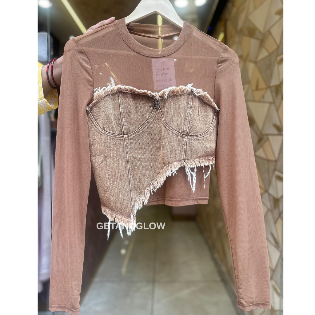 MESH DENIM TOP