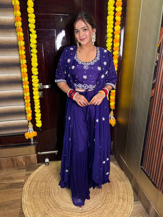 Purple Designer Palazzo Set