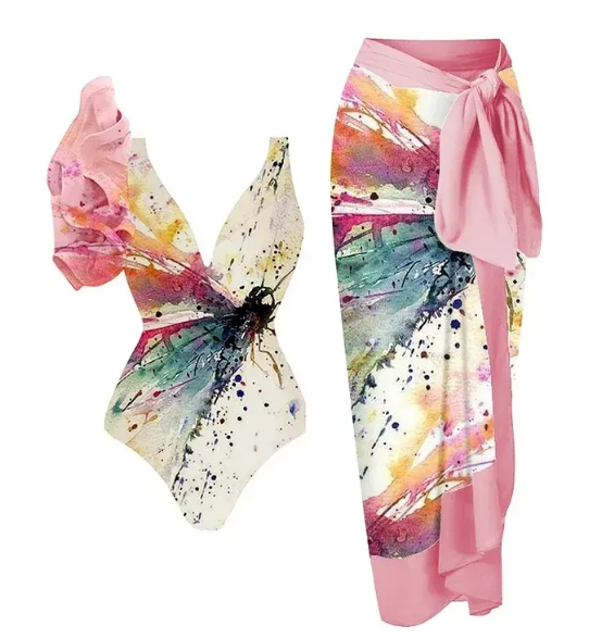 Butterfly Aqua Two piece Beachwear