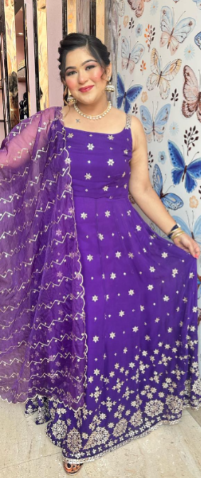 lila~purple anarkali suit