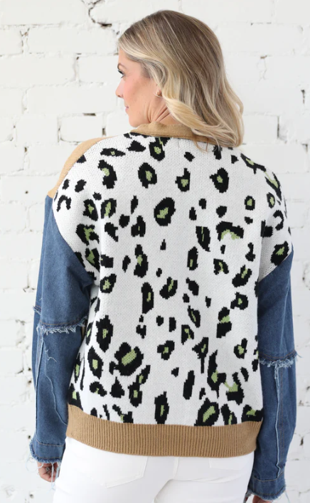 Denim sweater top