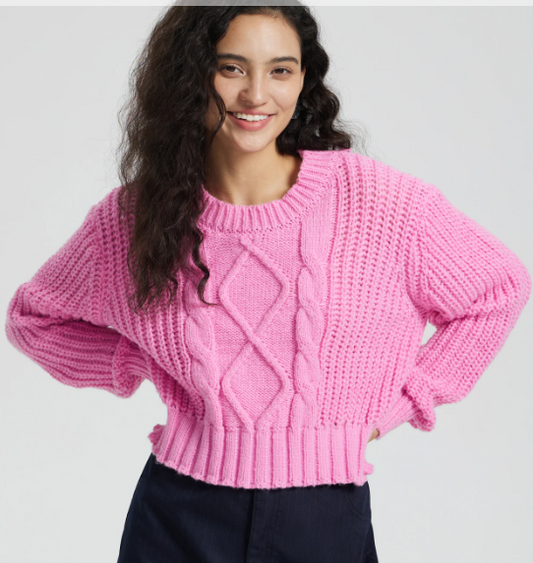 "BUBBLE" Pink Knit Pullover