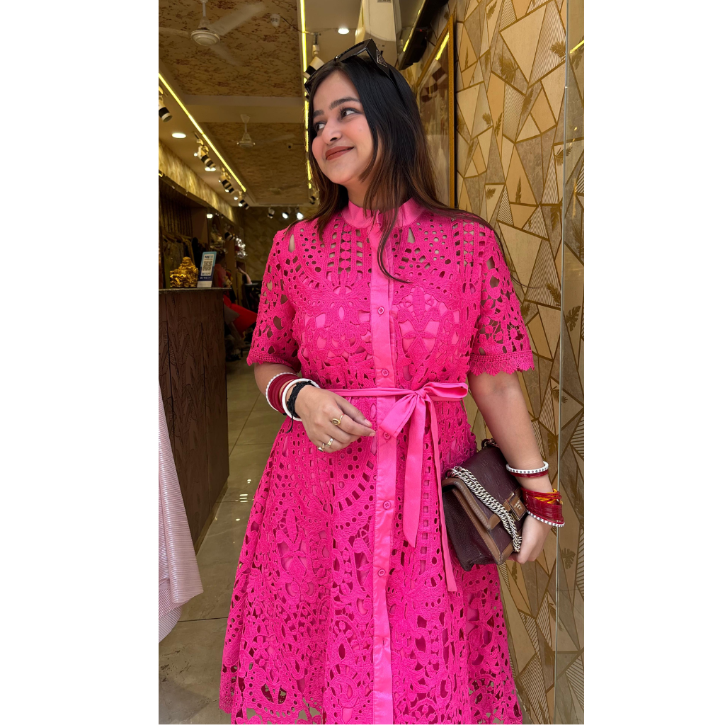 "PREETO" PINK LACE DRESS