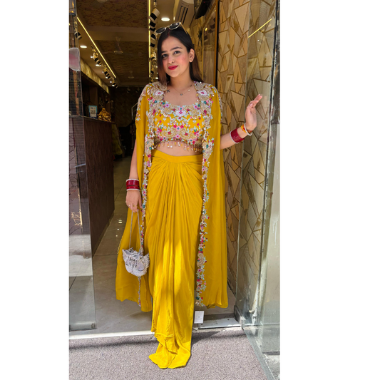 "ISHARA" YELLOW " 3 PIECE INDOWESTERN