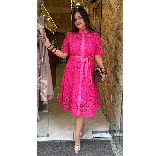 "PREETO" PINK LACE DRESS
