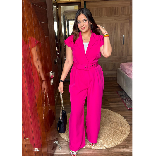 "PREETI" PINK JUMSPUIT WITH BELT