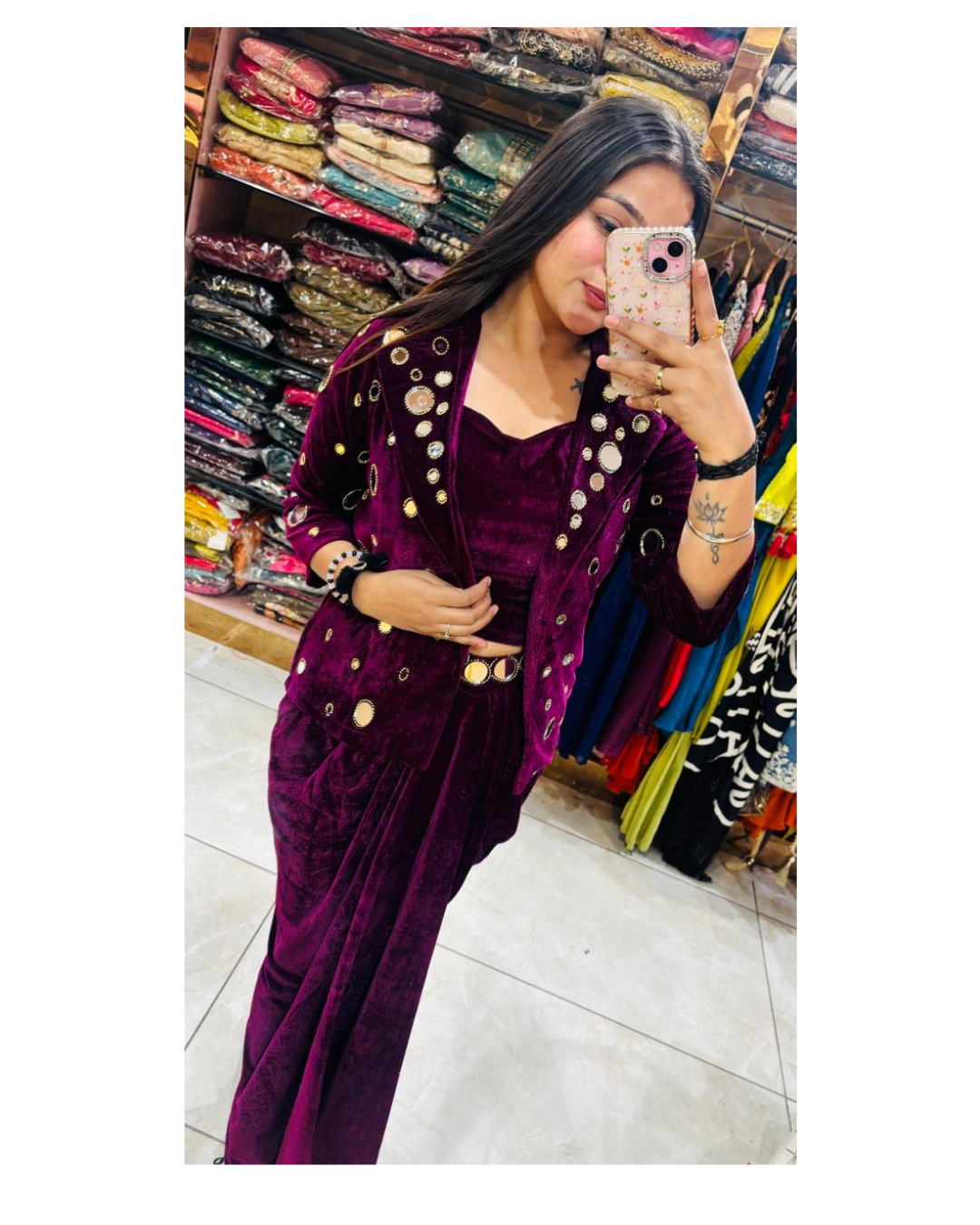 WINE VELVET THREE PIECE SET