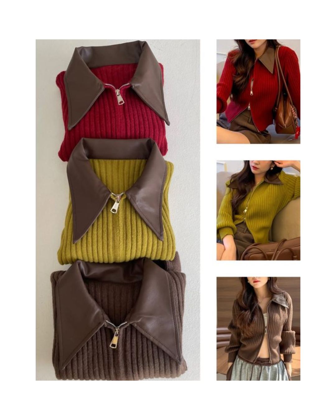 woollen top with leather collars