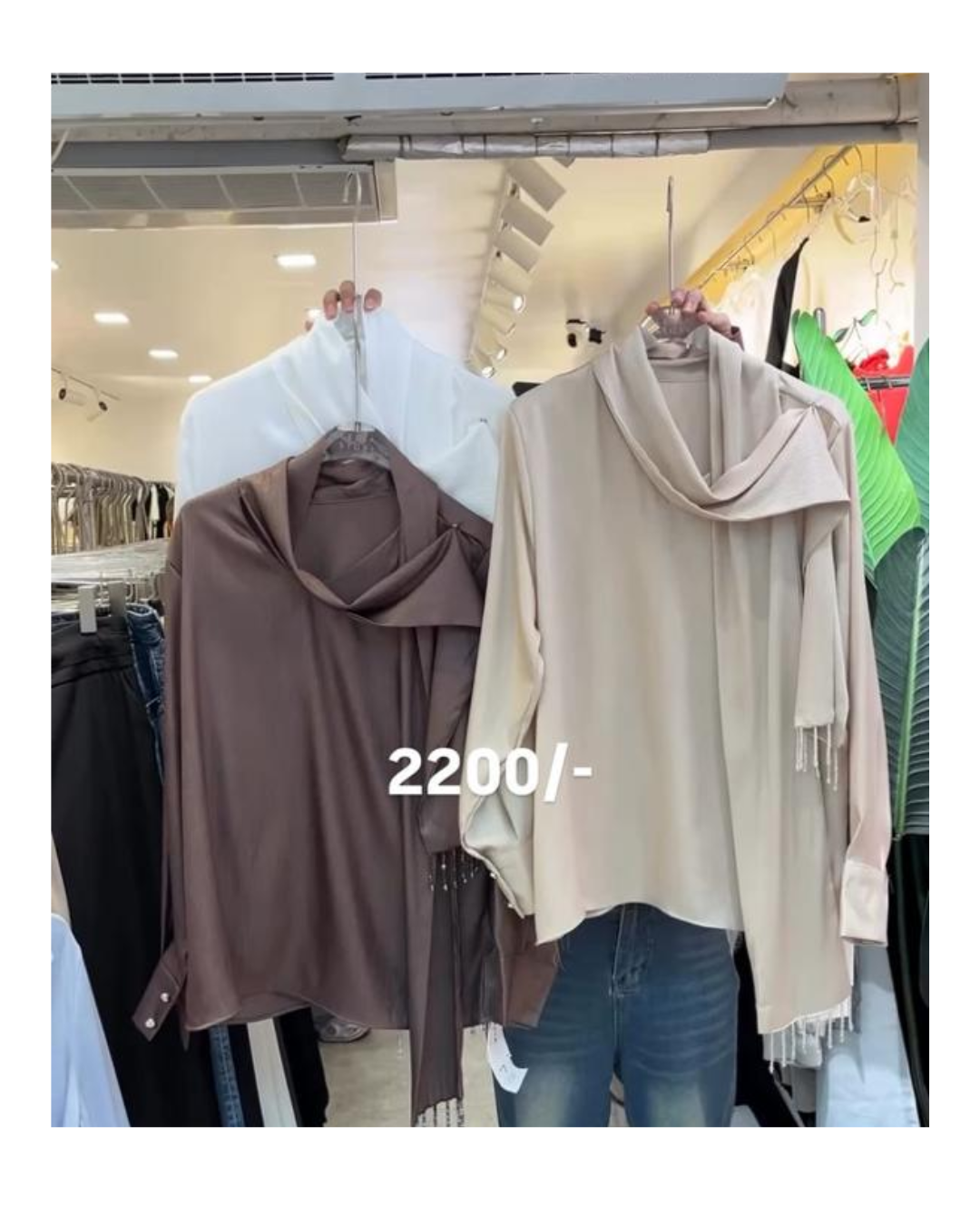 korean satin-scarf top