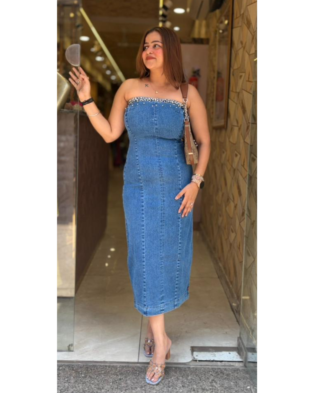 "BABLI"-DENIM TUBE DRESS