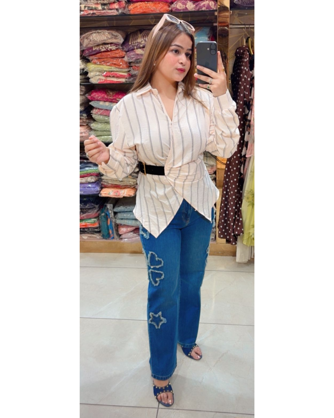 "TOTO"- shirt cotton with belt look