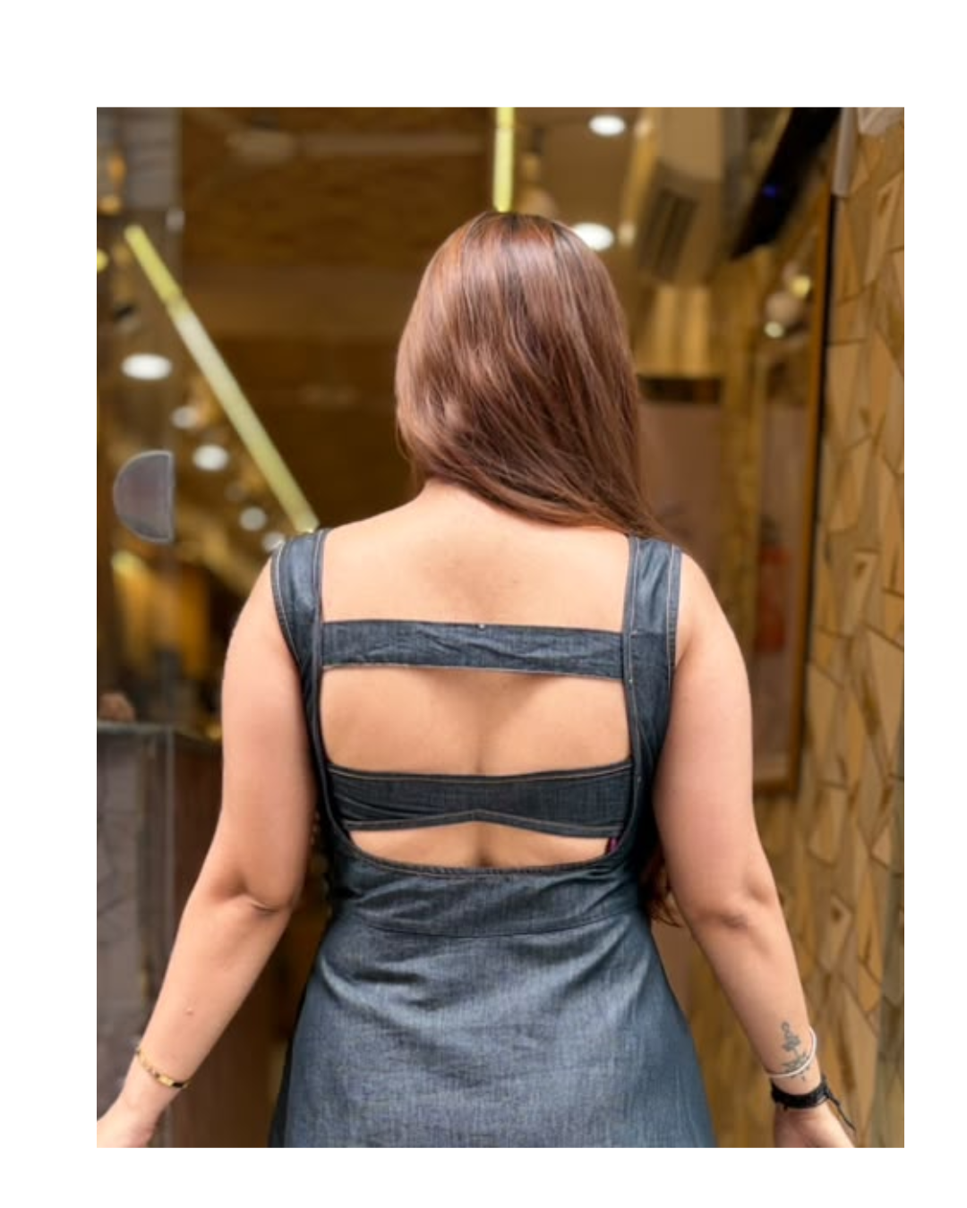 DAISY-COTTON DENIM DRESS