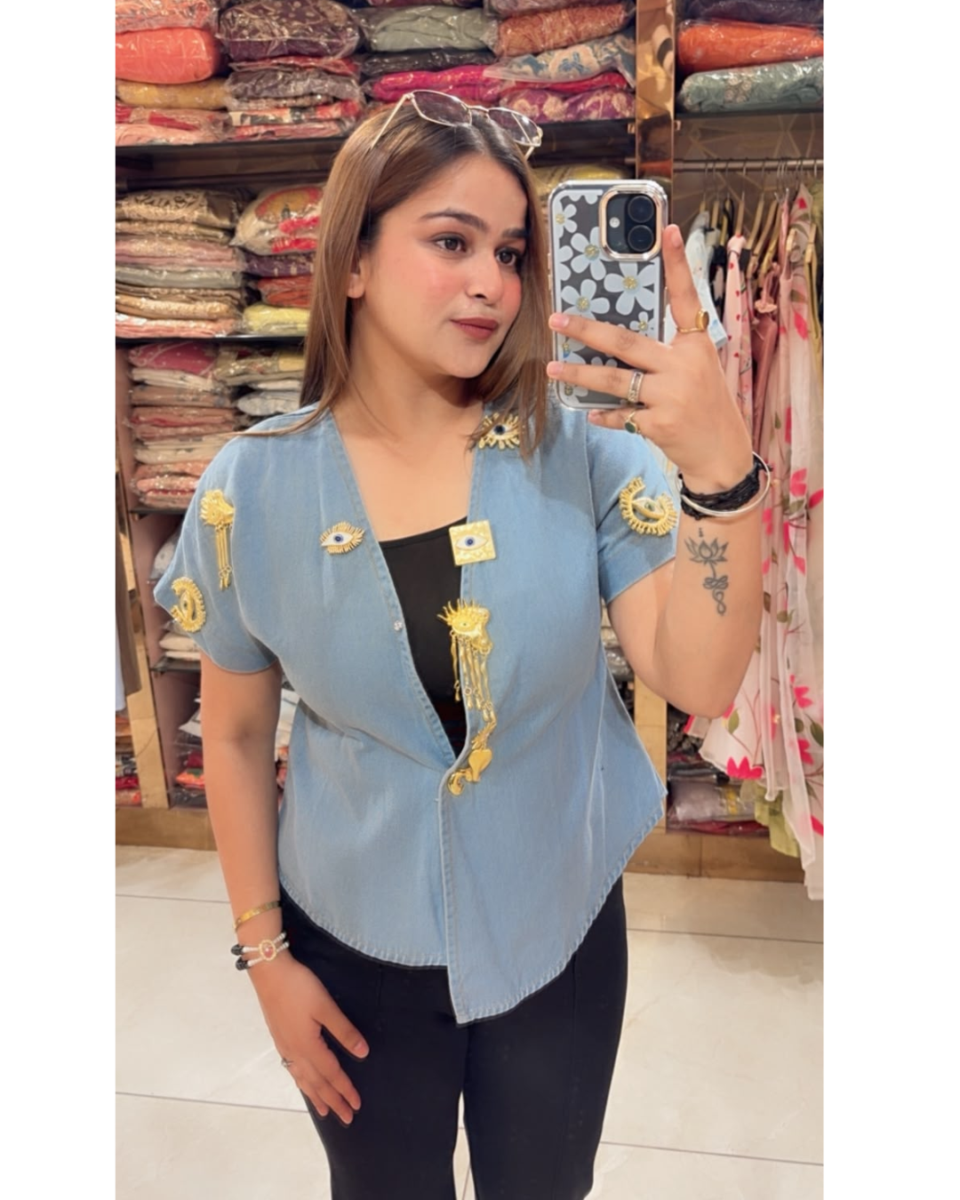EVIL EYE- DENIM TOP