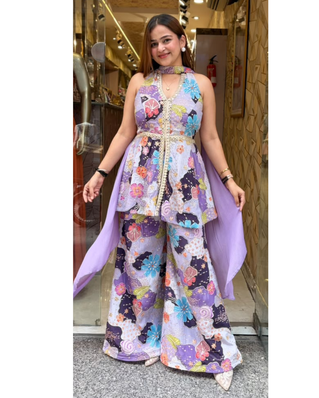 LILY-PRINTED SUIT