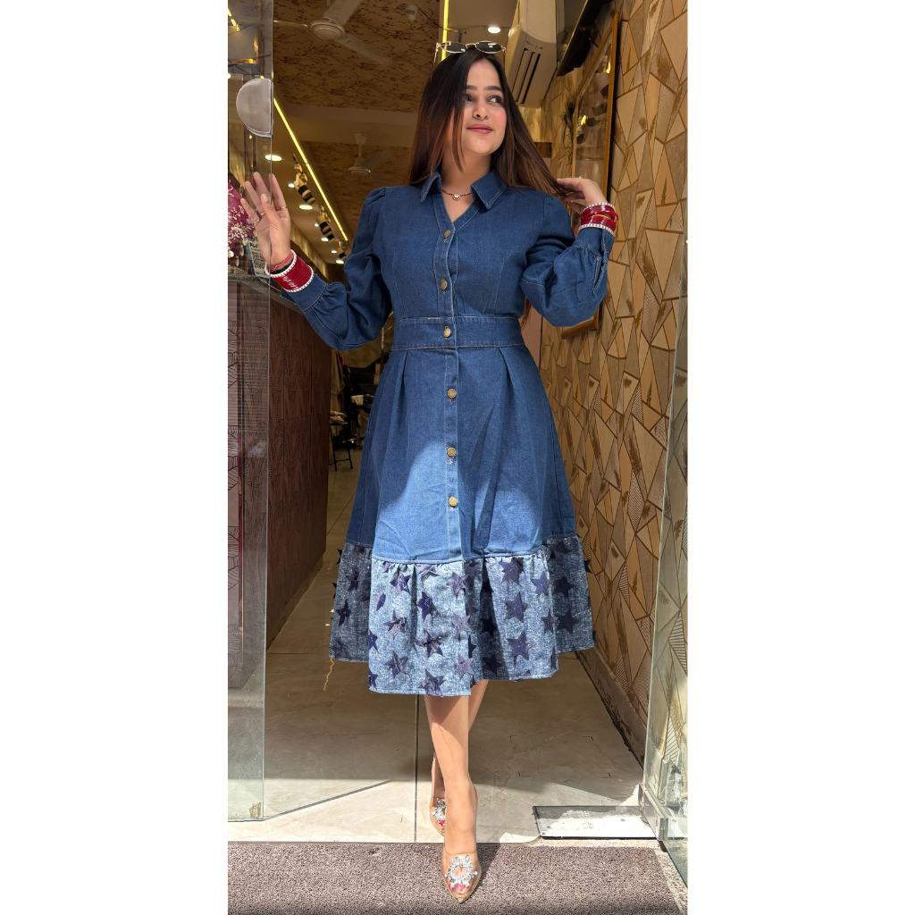"EXCLA" DENIM DRESS
