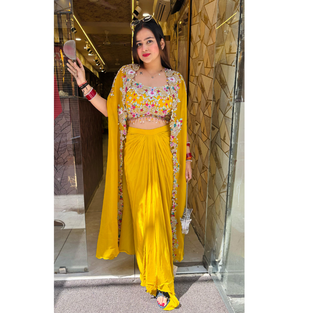"ISHARA" YELLOW " 3 PIECE INDOWESTERN